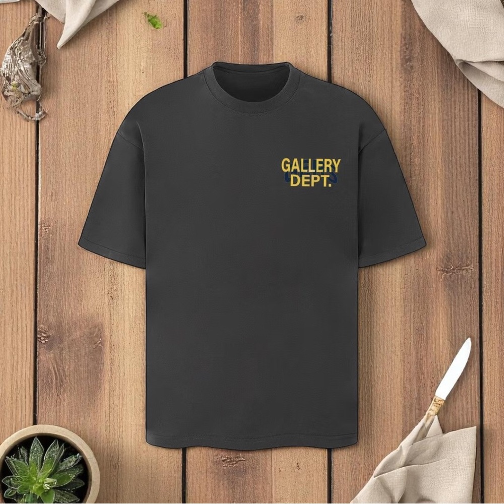 Gallery Dept Dark gray and Yellow Short Sleeve Tee